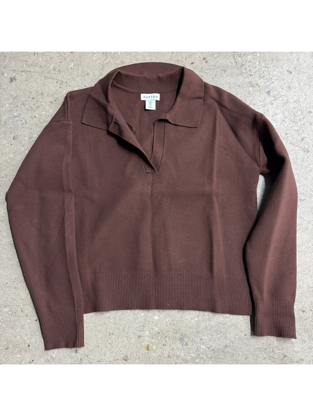 Heyton Brown Polo Sweater Long sleeve Womens Sz Large L